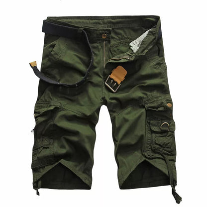 Men's Camouflage Cargo Shorts - Loose Cotton, Casual Summer Style, Multi-Pocket.