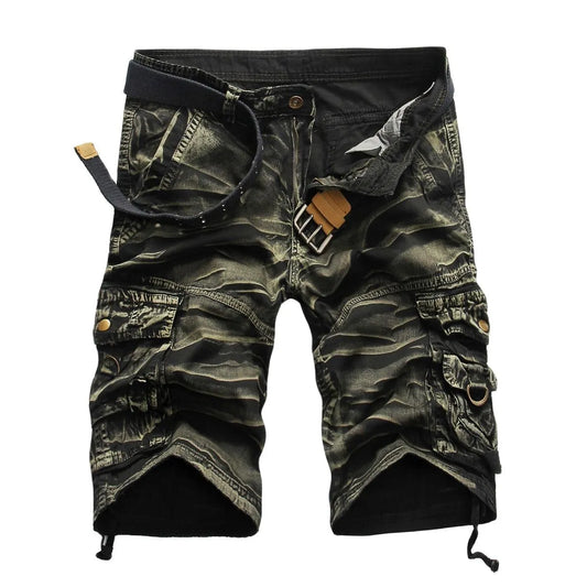 Men's Camouflage Cargo Shorts - Cotton, Casual Summer Style, No Belt.