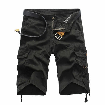 Men's Camouflage Cargo Shorts - Cotton, Casual Summer Style, No Belt.