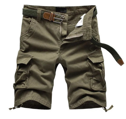 Men's Baggy Multi-Pocket Military Cargo Shorts - Cotton, Tactical, No Belt.