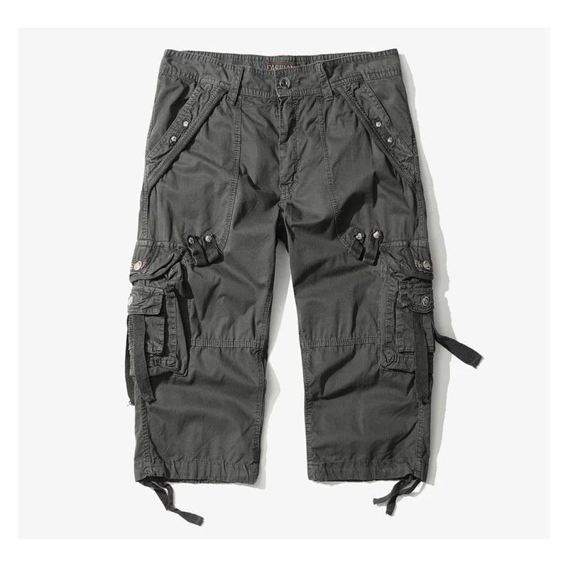 Loose Cargo Shorts for Men - Casual Knee-Length, No Belt.