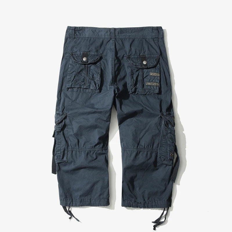 Loose Cargo Shorts for Men - Casual Knee-Length, No Belt.