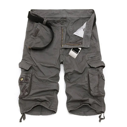 Men's Camouflage Cargo Shorts - Cotton, Casual Summer Style, No Belt.