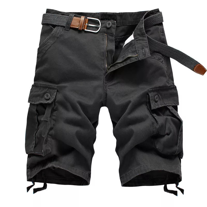 Men's Baggy Multi-Pocket Military Cargo Shorts - Cotton, Tactical, No Belt.