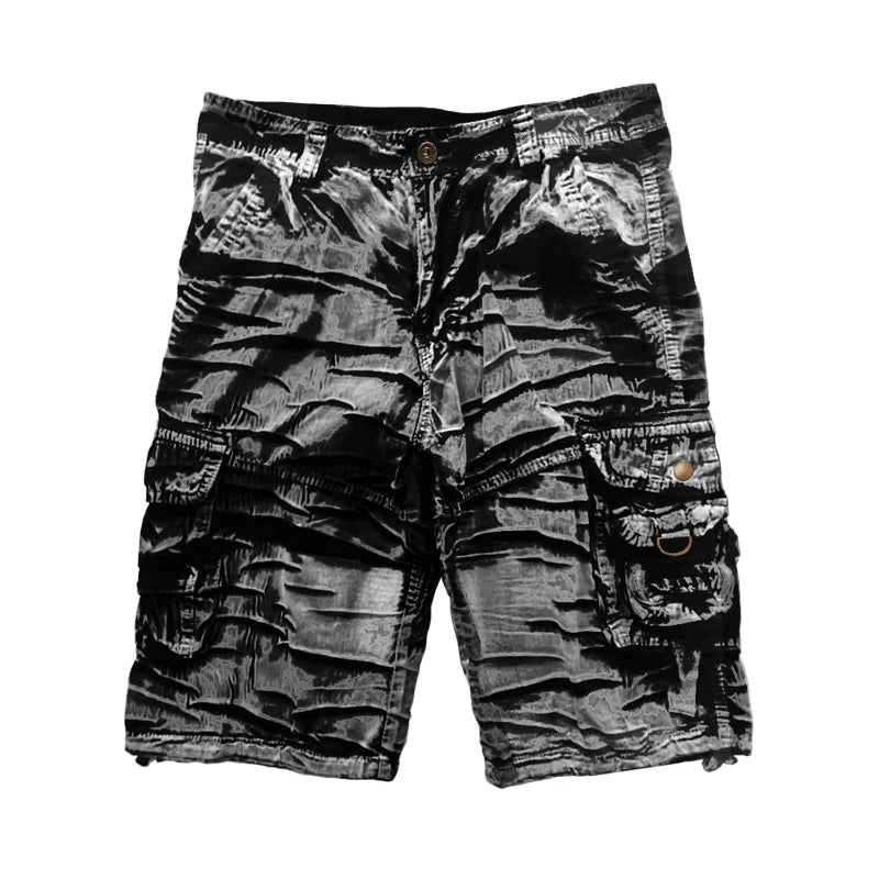 Men's Camouflage Cargo Shorts - Cotton, Casual Summer Style, No Belt.