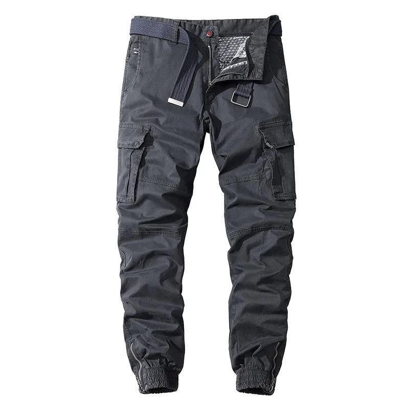 Men's Cargo Pants - Cotton, Multi-Pocket, Tactical, Full-Length Outdoor Hiking Pants.