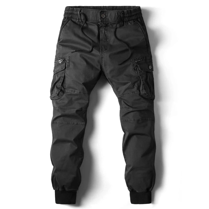 Men's Cargo Jogging Pants - Cotton, Full-Length, Military Tactical Streetwear.