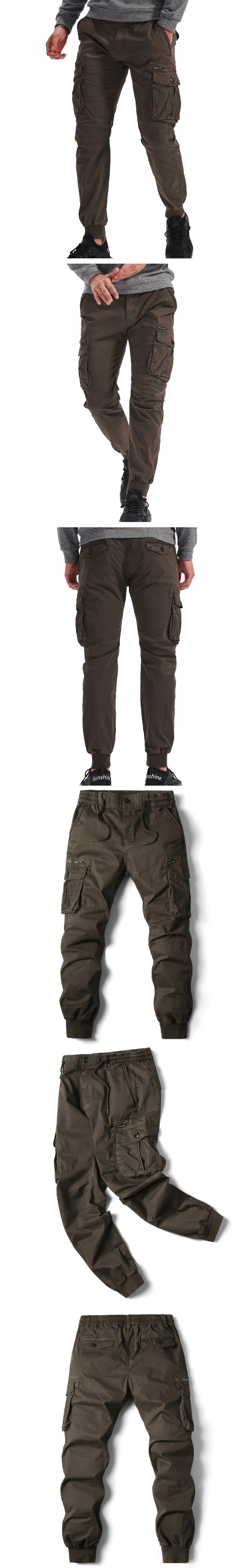 Men's Cargo Jogging Pants - Cotton, Full-Length, Military Tactical Streetwear.