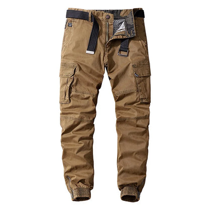 Men's Cargo Pants - Cotton, Multi-Pocket, Tactical, Full-Length Outdoor Hiking Pants.