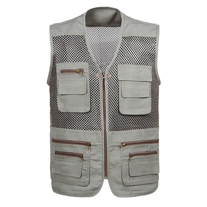 Men's Quick-Dry Multi-Pocket Cargo Vest - Breathable, Sleeveless, Plus Size Only.