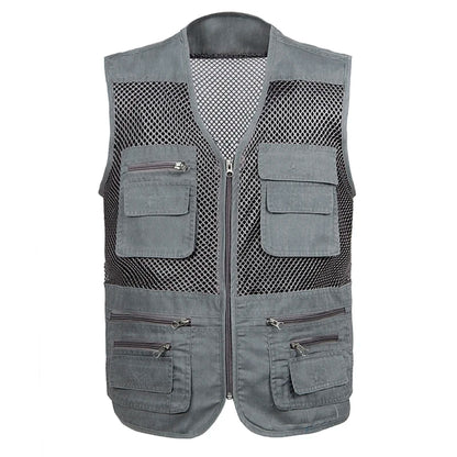 Men's Quick-Dry Multi-Pocket Cargo Vest - Breathable, Sleeveless, Plus Size Only.