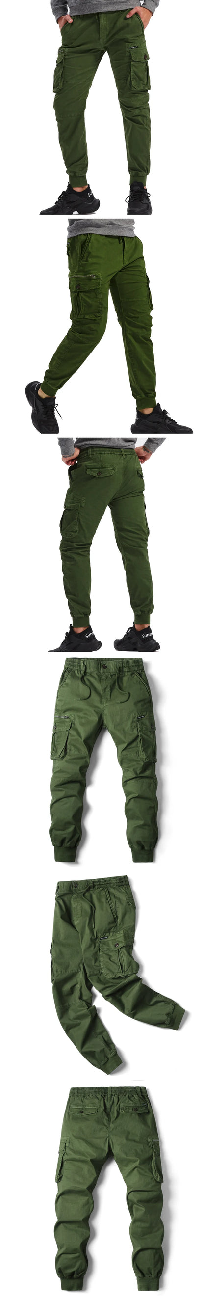 Men's Cargo Jogging Pants - Cotton, Full-Length, Military Tactical Streetwear.