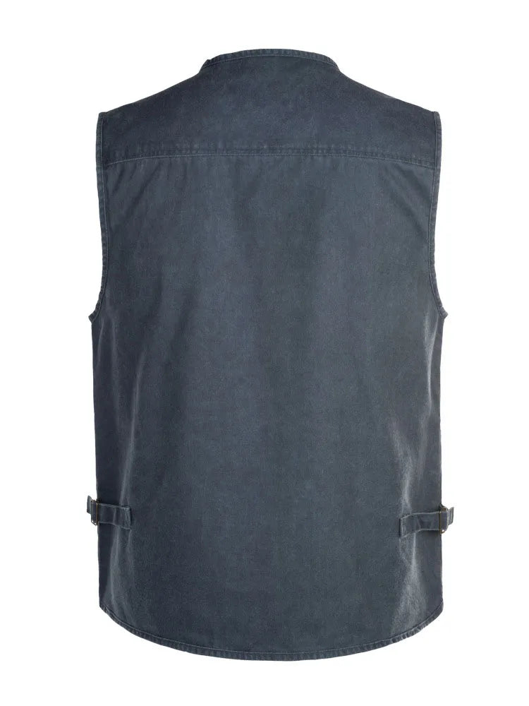 Men's Big Size Sleeveless Vest - 16 Pockets, Cotton, Casual Outdoor Waistcoat (XL-10XL)