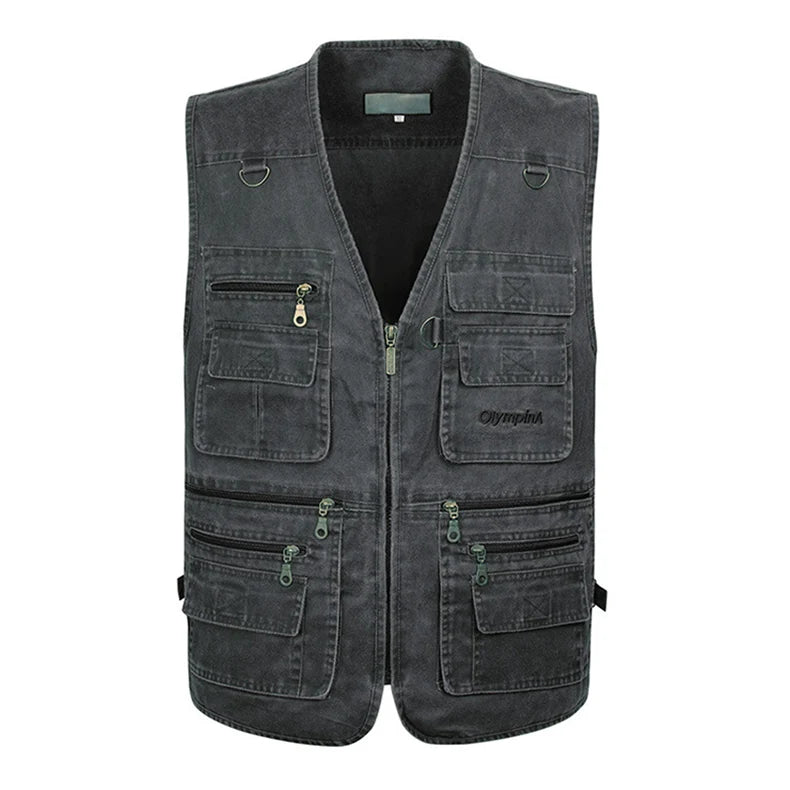 Men's Big Size Sleeveless Vest - 16 Pockets, Cotton, Casual Outdoor Waistcoat (XL-10XL).