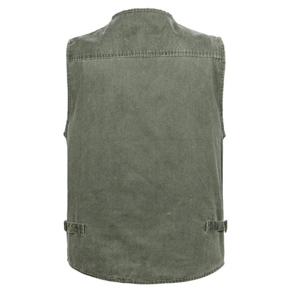 Men's Big Size Sleeveless Vest - 16 Pockets, Cotton, Casual Outdoor Waistcoat (XL-10XL).