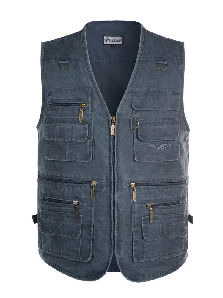 Men's Big Size Sleeveless Vest - 16 Pockets, Cotton, Casual Outdoor Waistcoat (XL-10XL).