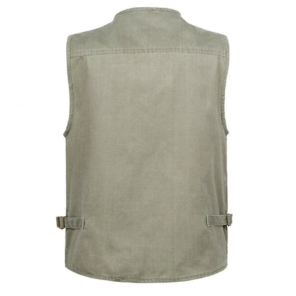 Men's Big Size Sleeveless Vest - 16 Pockets, Cotton, Casual Outdoor Waistcoat (XL-10XL).