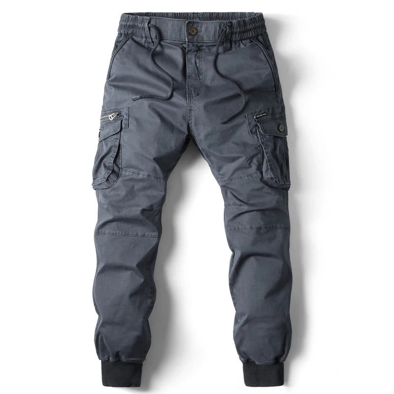 Men's Cargo Jogging Pants - Cotton, Full-Length, Military Tactical Streetwear.