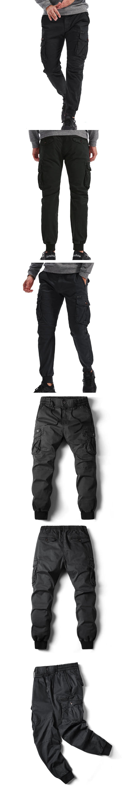 Men's Cargo Jogging Pants - Cotton, Full-Length, Military Tactical Streetwear.