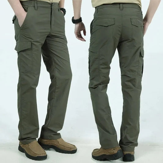 Men's Waterproof Tactical Cargo Pants - Wear-Resistant, Multi-Pocket Hiking Trousers.