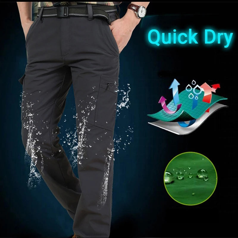 Men's Waterproof Tactical Cargo Pants - Wear-Resistant, Multi-Pocket Outdoor Workwear.