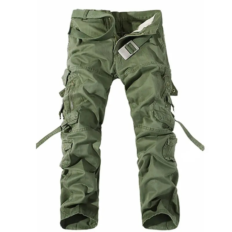 Men's Tactical Cargo Pants - Loose Fit, Multi-Pocket, Cotton, Casual Trousers.