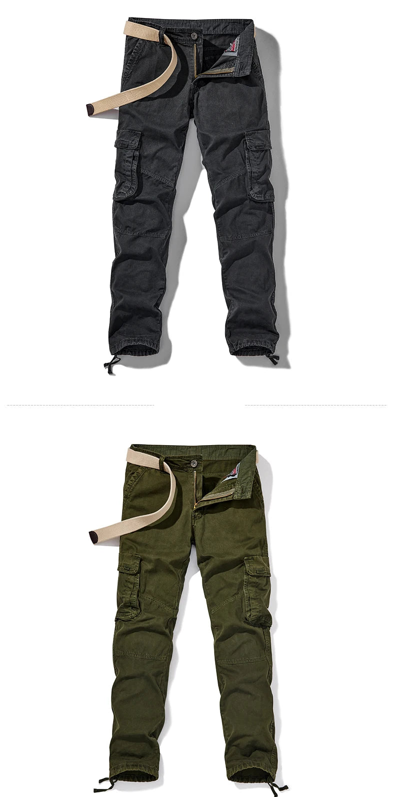 Men's Cargo Pants - Harajuku Style, Hiking, Joggers, Full-Length, Loose Fit.