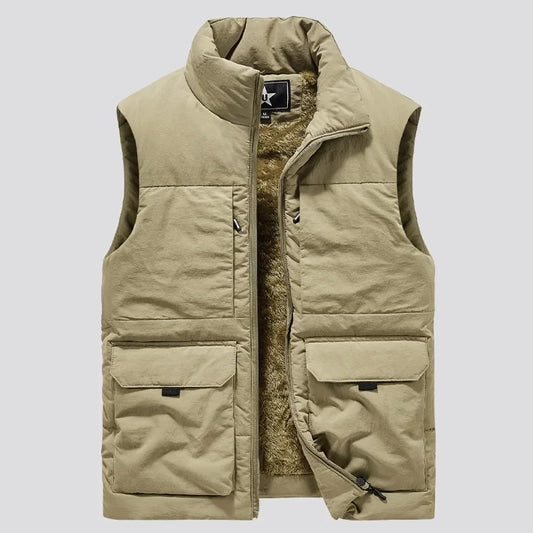 Men's Cargo Fleece Vest - Multi-Pocket, Quick Dry, Tactical Hiking Waistcoat.