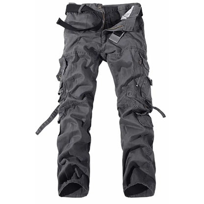 Men's Tactical Cargo Pants - Loose Fit, Multi-Pocket, Cotton, Casual Trousers.