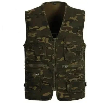 Men's Camouflage Fishing & Hunting Vest - Multi-Pocket, Outdoor Waistcoat