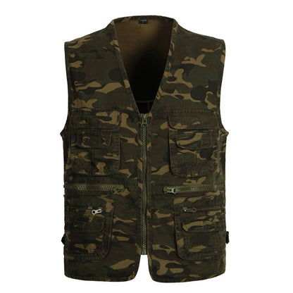 Men's Camouflage Fishing & Hunting Vest - Multi-Pocket, Outdoor Waistcoat.