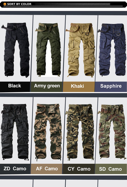 Men's Military Cargo Pants - 8-Pocket, Tactical, Pure Cotton, Comfortable Fit.