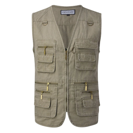 Men's Casual Sleeveless Multi-Pocket Fishing Vest - Photography, Cargo, Plus Size.