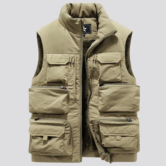 Men's Cargo Vest - Winter Fleece, Warm Sleeveless Jacket with Pockets (Up to 6XL).