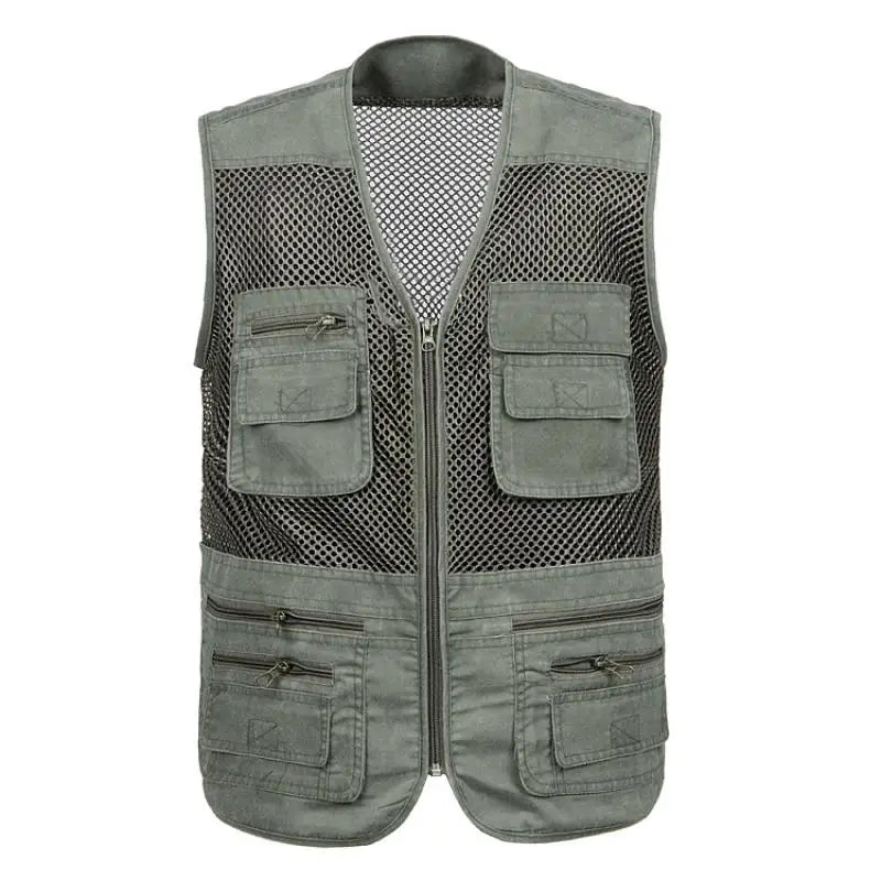 Men's Quick-Dry Multi-Pocket Cargo Vest - Breathable, Sleeveless, Plus Size Only.