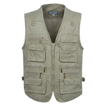 Men's Big Size Sleeveless Vest - 16 Pockets, Cotton, Casual Outdoor Waistcoat (XL-10XL).