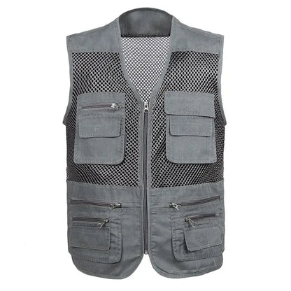 Men's Quick-Dry Multi-Pocket Cargo Vest - Breathable, Sleeveless, Plus Size Only.