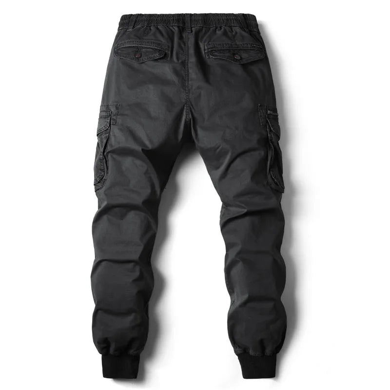 Men's Cargo Jogging Pants - Cotton, Full-Length, Military Tactical Streetwear.