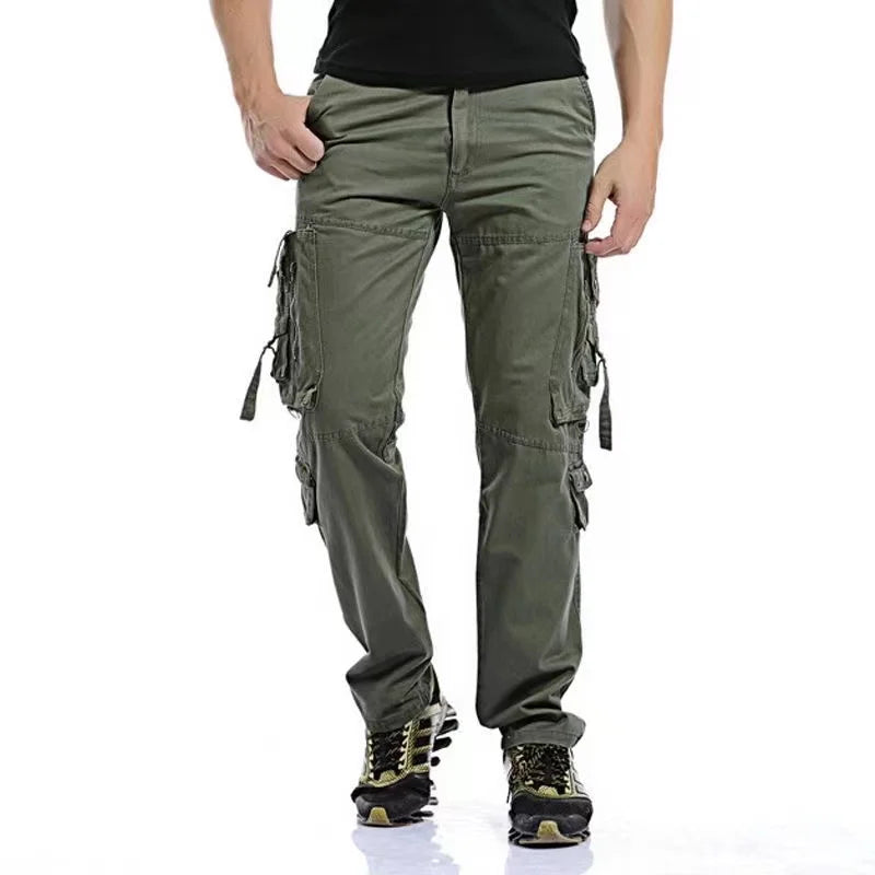 Men's Tactical Cargo Pants - Loose Fit, Multi-Pocket, Cotton, Casual Trousers.