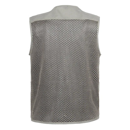 Men's Quick-Dry Multi-Pocket Cargo Vest - Breathable, Sleeveless, Plus Size Only.