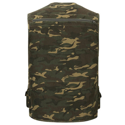 Men's Camouflage Fishing & Hunting Vest - Multi-Pocket, Outdoor Waistcoat.