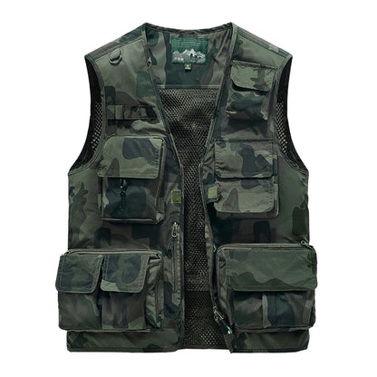 Men's Camouflage Multi-Pocket Cargo Vest - Tactical Military Bomber Waistcoat.