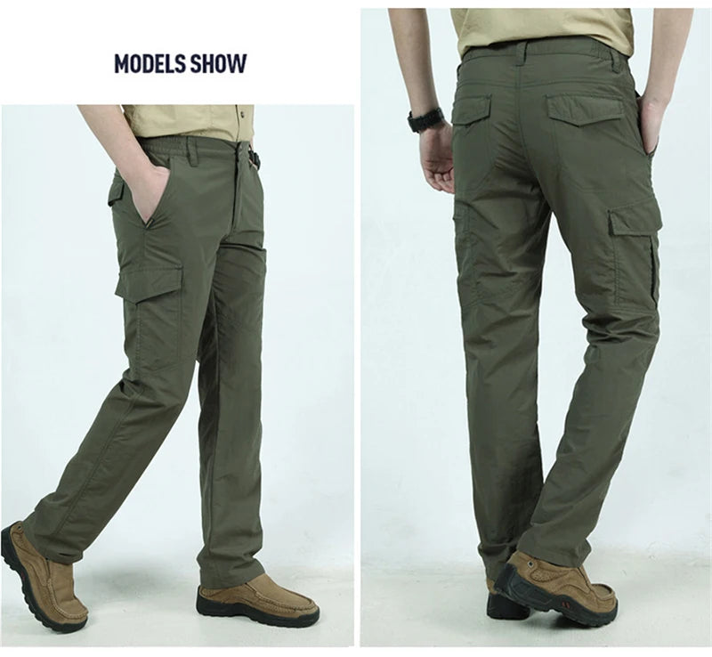 Men's Waterproof Tactical Cargo Pants - Wear-Resistant, Multi-Pocket Outdoor Workwear.