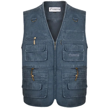 Men's Big Size Sleeveless Vest - 16 Pockets, Cotton, Casual Outdoor Waistcoat (XL-10XL).