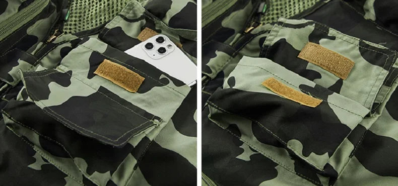 Men's Camouflage Multi-Pocket Cargo Vest - Tactical Military Bomber Waistcoat