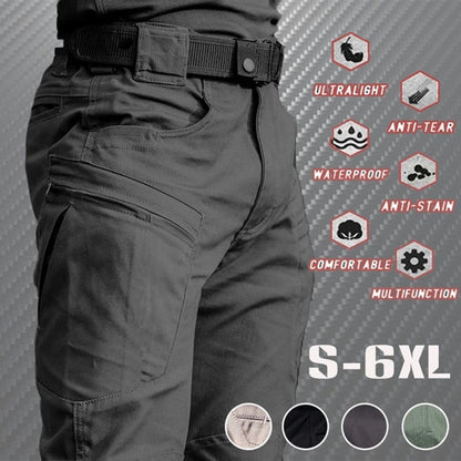 Men's Waterproof Tactical Cargo Pants - Wear-Resistant, Multi-Pocket Outdoor Workwear.