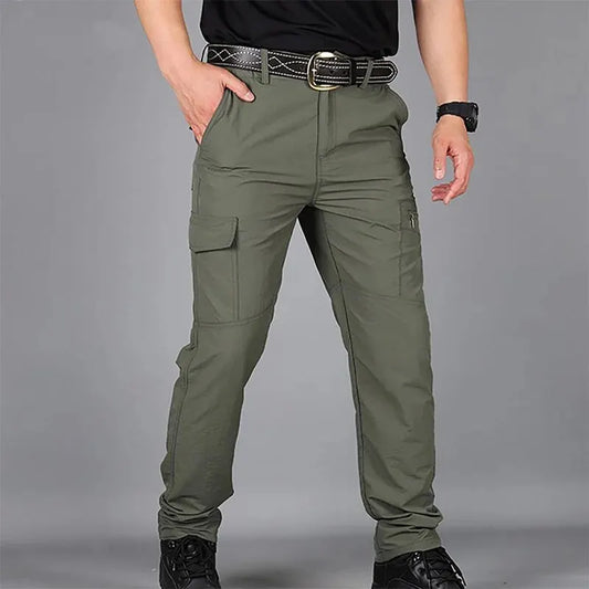 Men's Quick-Dry Waterproof Cargo Pants - Multi-Pocket, Outdoor Sports Workwear.