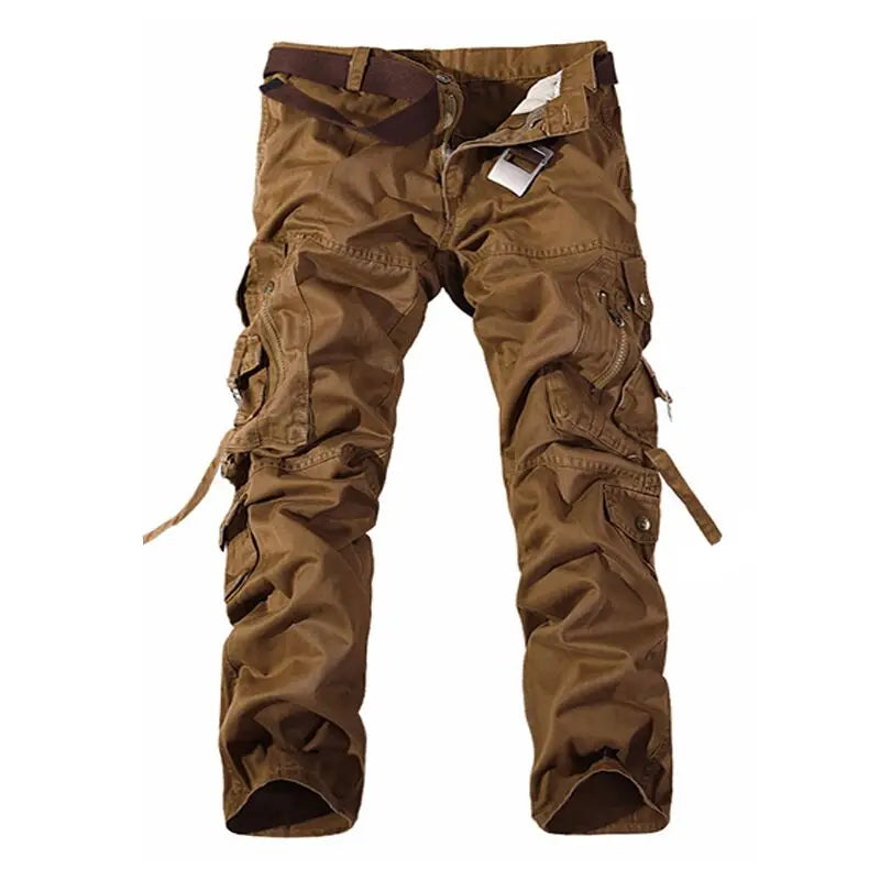 Men's Tactical Cargo Pants - Loose Fit, Multi-Pocket, Cotton, Casual Trousers.