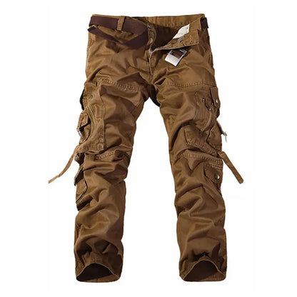 Men's Tactical Cargo Pants - Loose Fit, Multi-Pocket, Cotton, Casual Trousers.