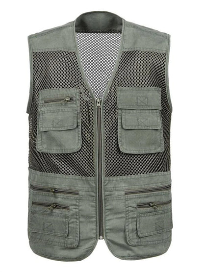 Men's Quick-Dry Multi-Pocket Cargo Vest - Breathable, Sleeveless, Plus Size Only.